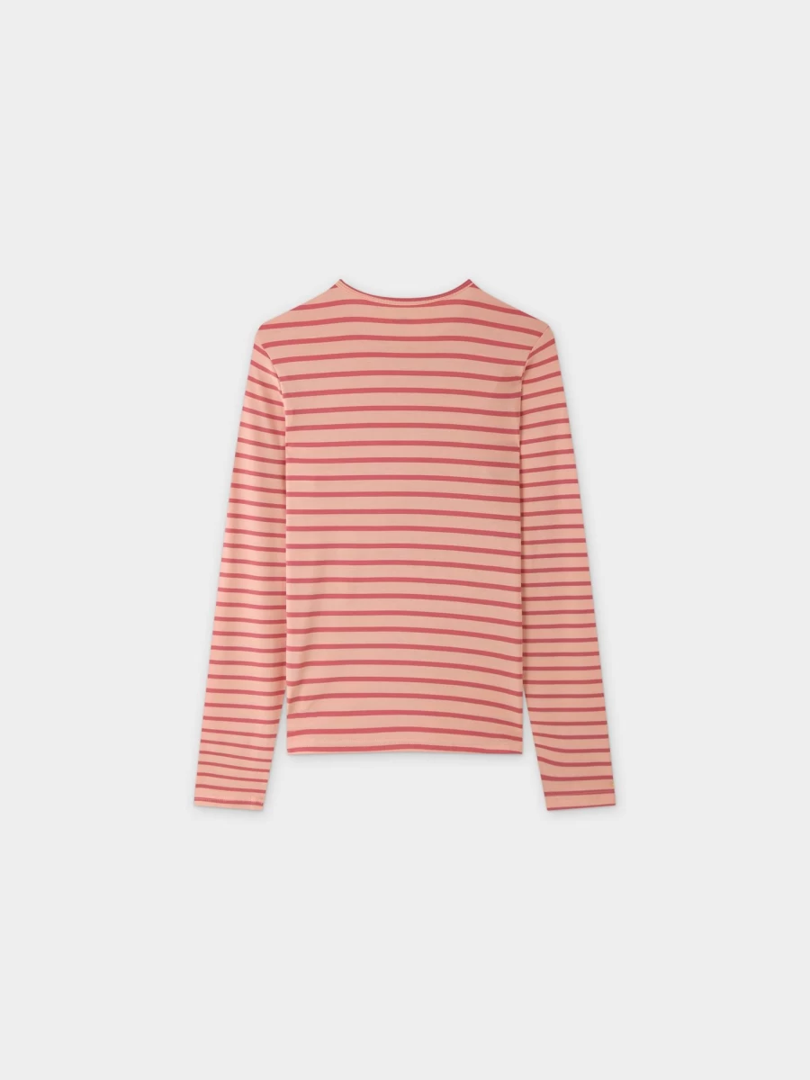 MELI Women's Butter Soft Striped Crew Neck Sweater - Peach & Raspberry Comfort Fit Top