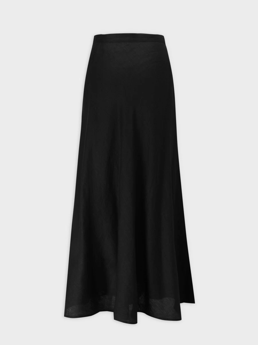 Hailey Women's Black Linen Blend A-Line Skirt - Comfortable & Stylish