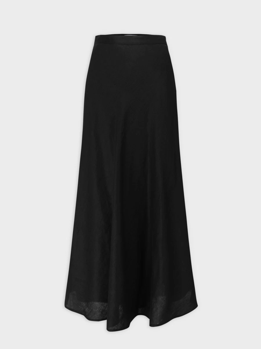 Hailey Women's Black Linen Blend A-Line Skirt - Comfortable & Stylish