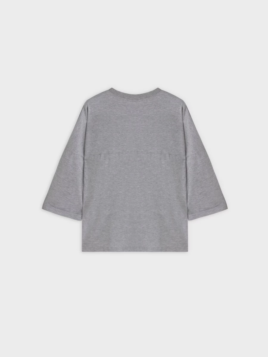 MELI Women's Pocket T-Shirt - Soft Casual Grey & White Tee for Everyday Wear