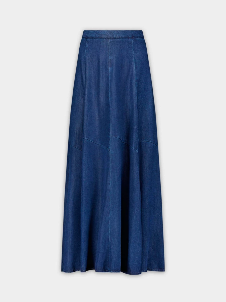 MELI Women's Dark Blue Denim Trumpet Skirt - High Waisted Stretch Jeans Midi Skirt