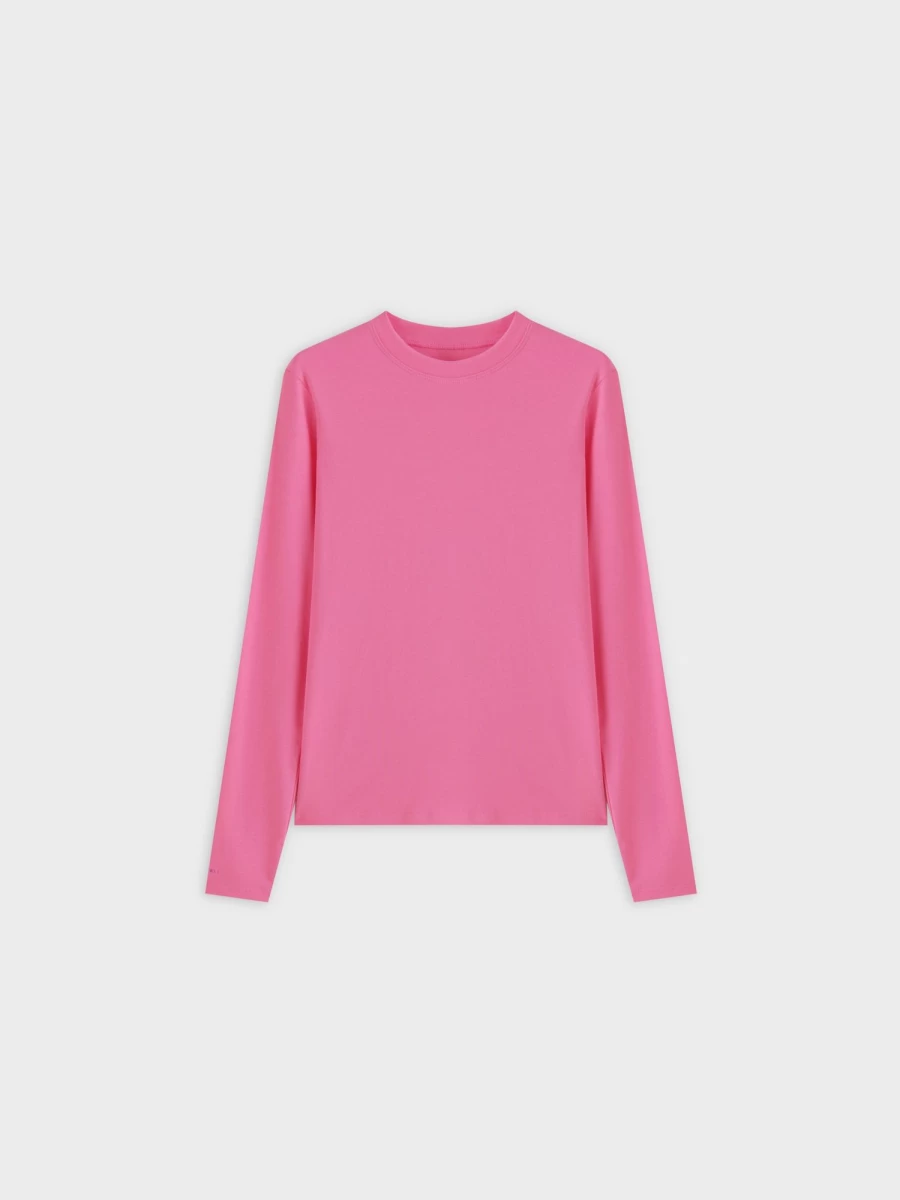 MELI Women's Classic Long Sleeve T-Shirt - Vibrant Bright Pink Cotton Top