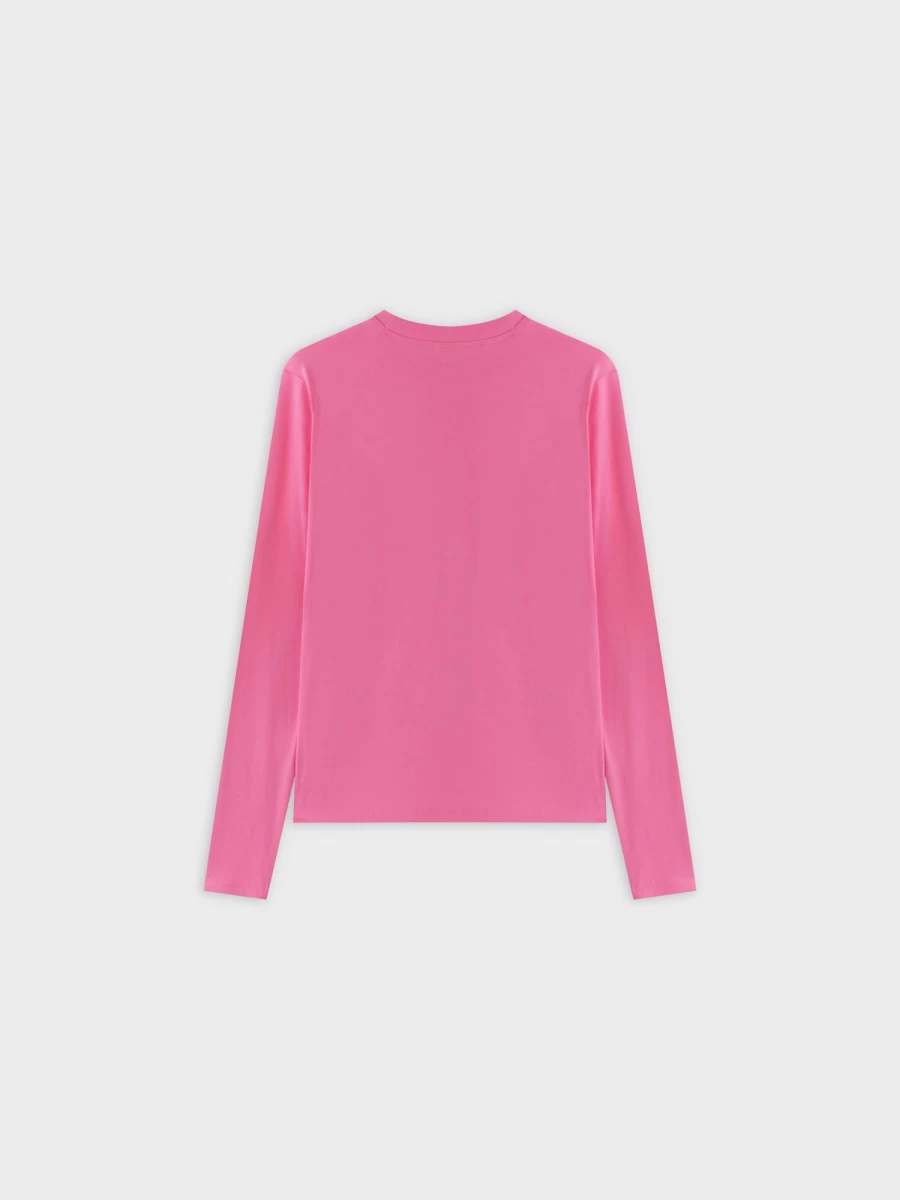 MELI Women's Classic Long Sleeve T-Shirt - Vibrant Bright Pink Cotton Top