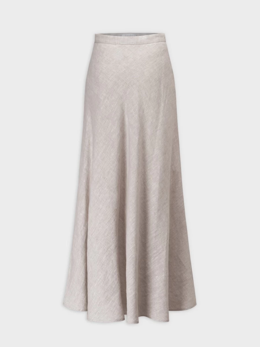 "Hailey Women's Cream Linen Blend A-Line Skirt - Elegant Casual Summer Skirt"