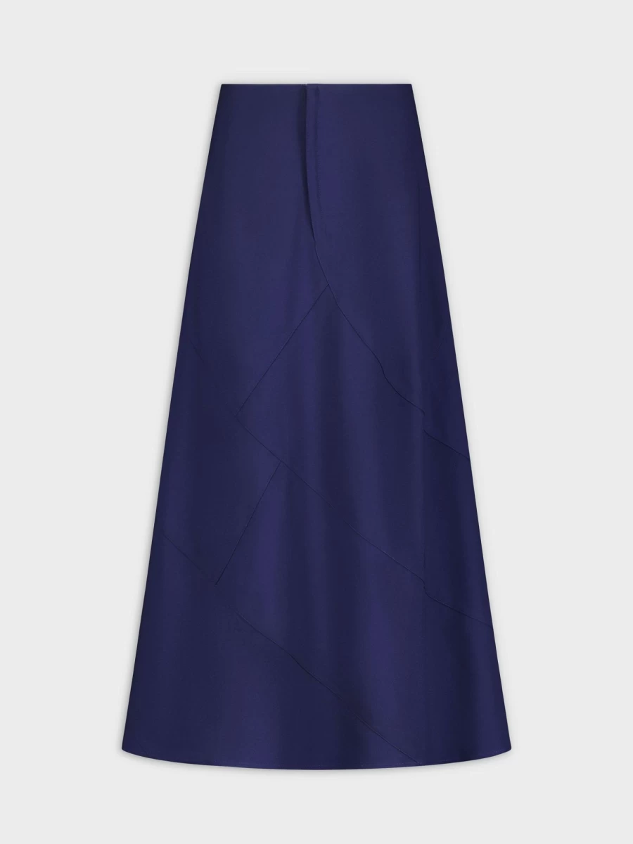 HAILEY Women's Navy Seamed A-Line Skirt - Classic Fit Mid-Length Style