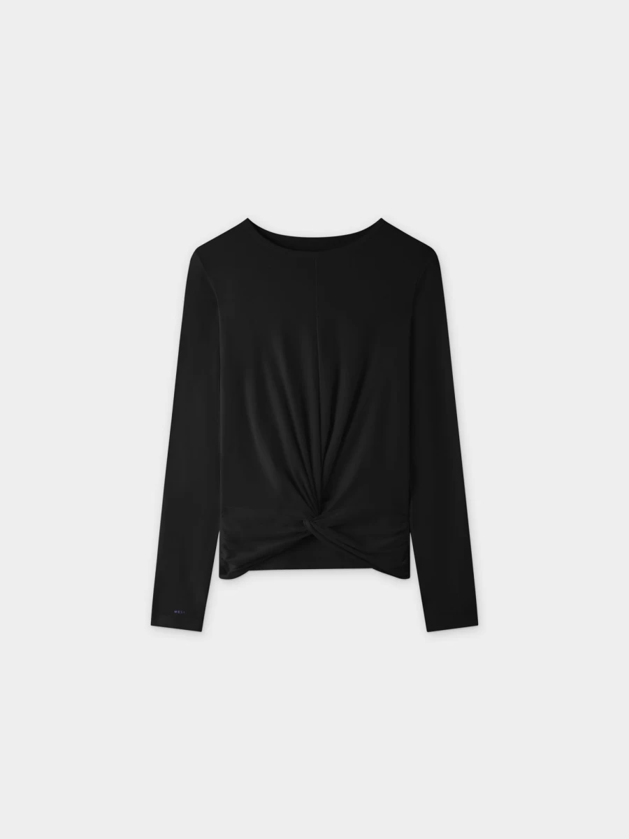 MELI Women's Knot Tee - Stylish Black T-Shirt for Casual Wear