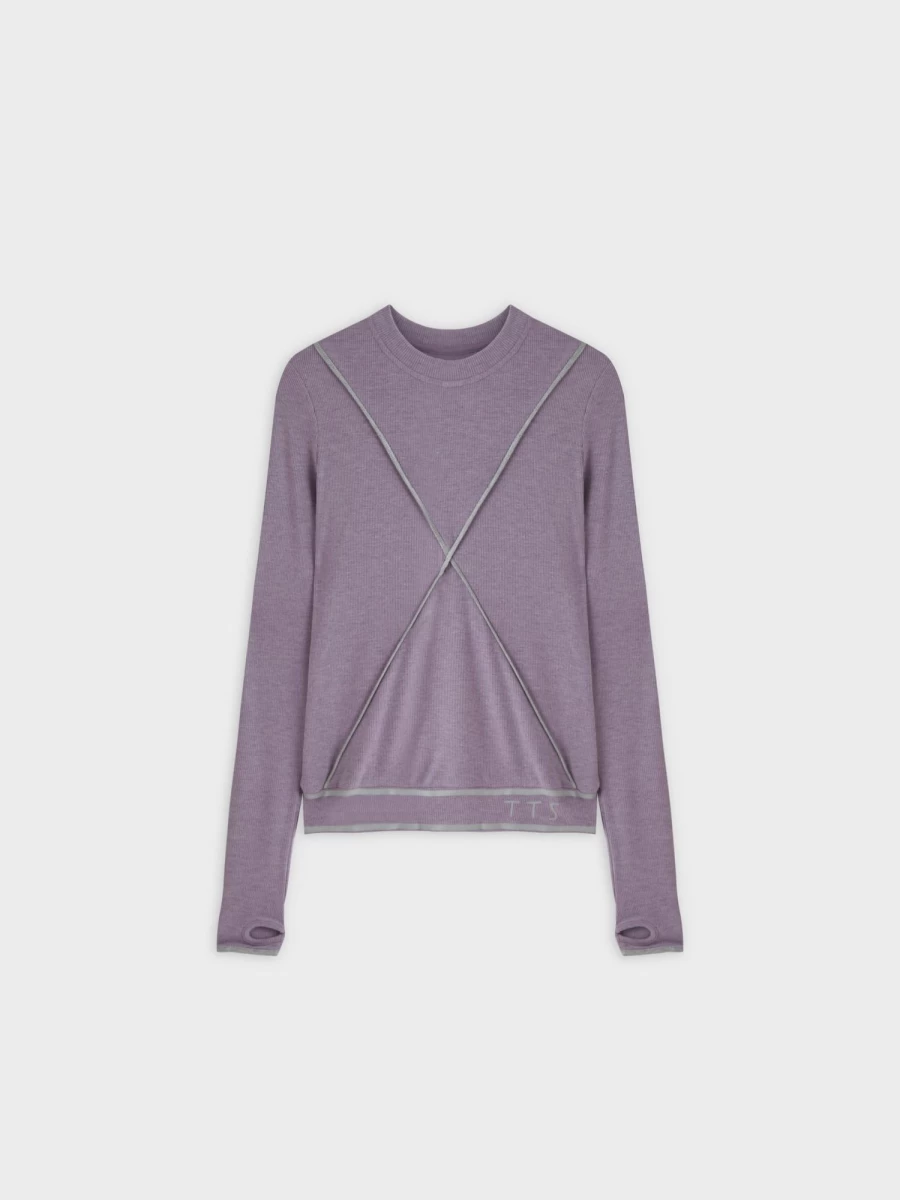 TTS Women's X Banded Shirt in Lilac & Grey - Stylish Casual Top
