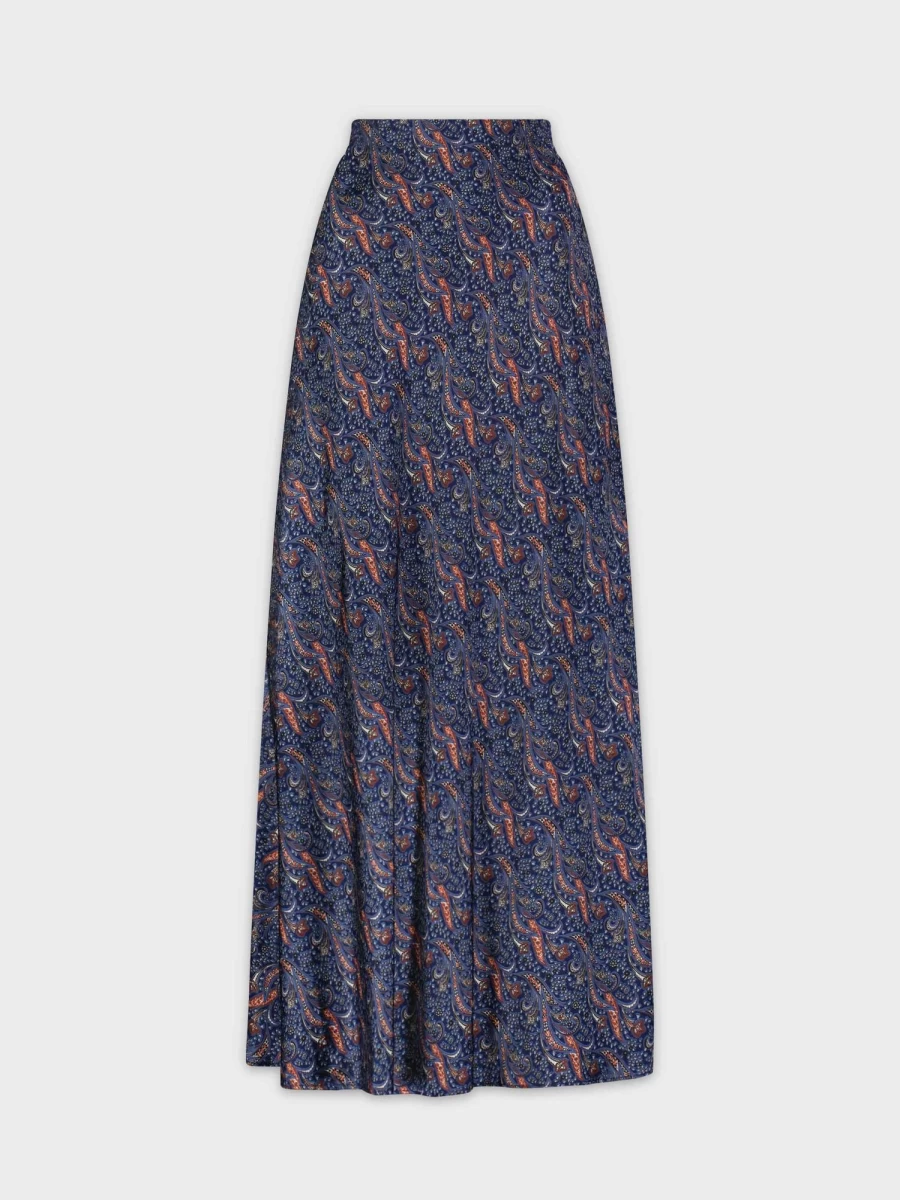 HAILEY Women's Satin Slip Skirt with Paisley Print - Elegant & Comfortable
