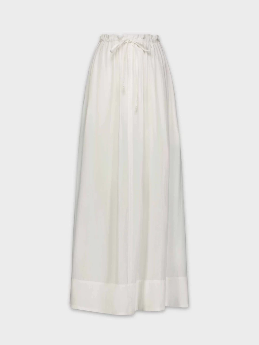 VAARA Women's White Ruffle Drawstring Waist Skirt - Elegant Flowy Summer Skirt
