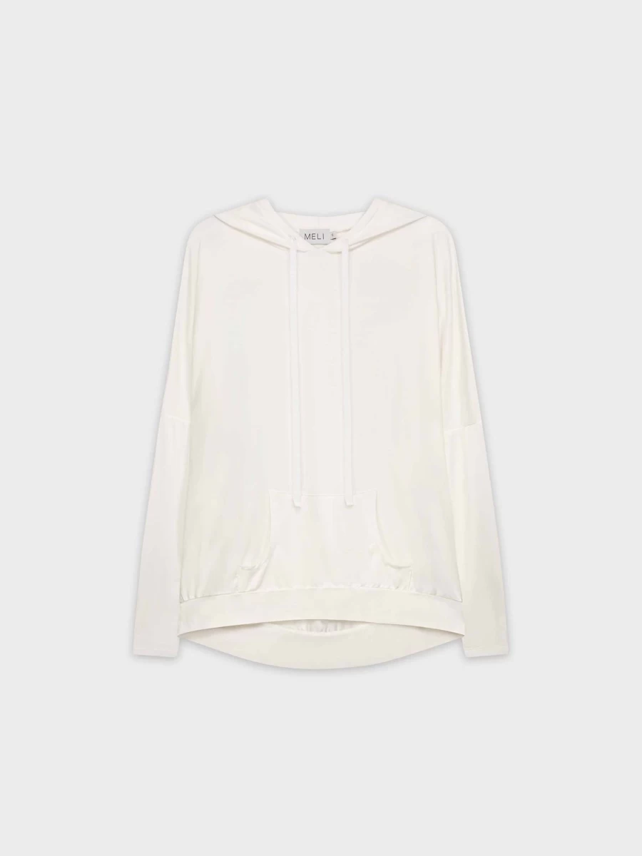 "Women's MELI White T-Shirt Hoodie - Stylish Casual Pullover Sweatshirt"