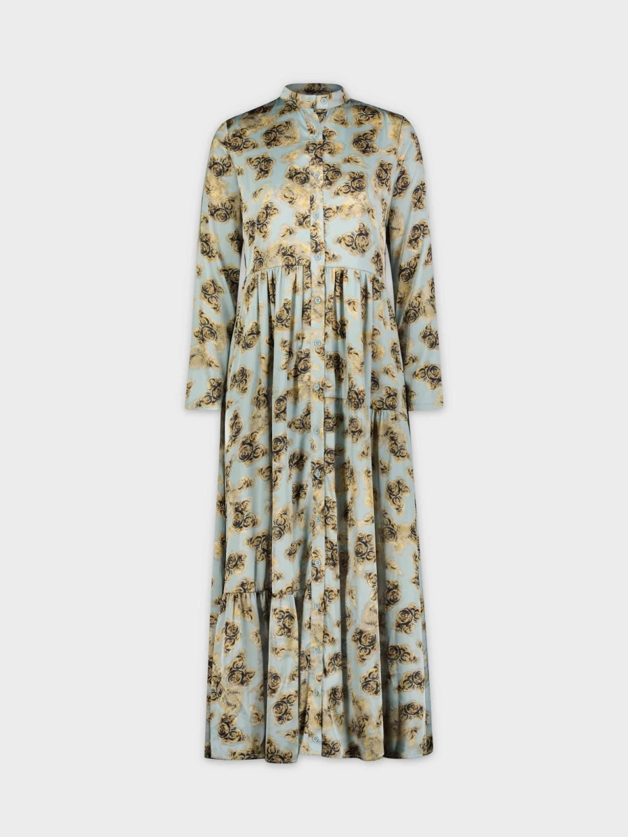 MEENA Women's Mint Green Ribbed Maxi Dress - Spiral Pattern Mixed Knit Long Dress