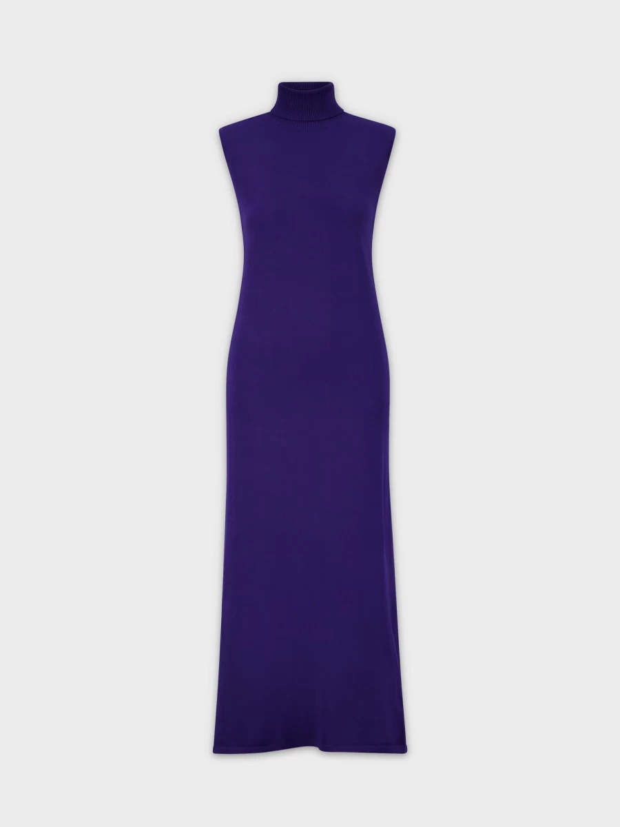 VAARA Women's Blue Sleeveless Turtleneck Dress - Elegant Casual Summer Dress