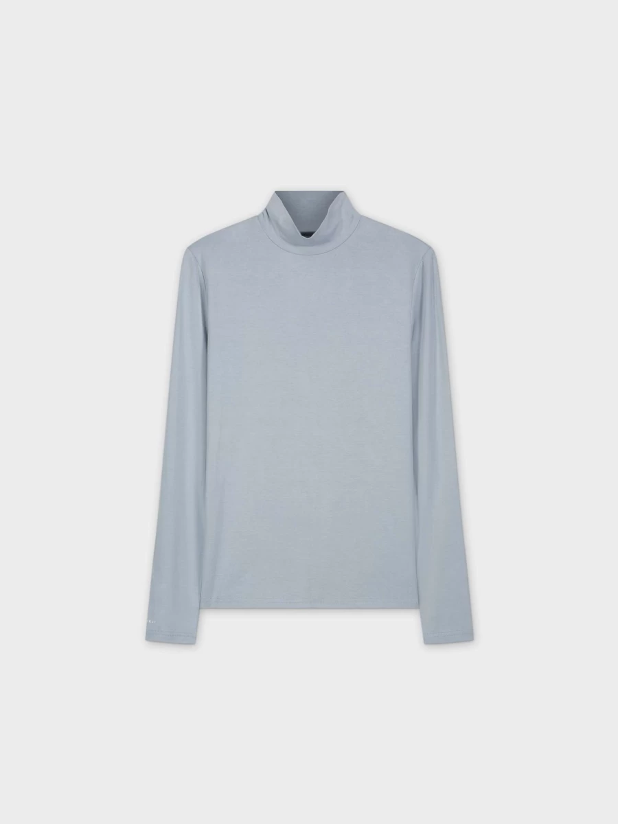 MELI Women's Modal Turtleneck Long Sleeve Shirt - Soft Ocean Blue Top for Women