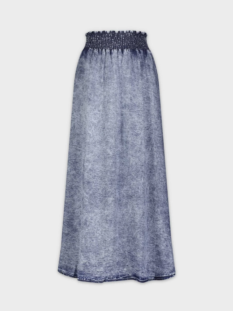 MELI Women's High Waisted Denim Skirt - Vintage Blue Wash Stretch Jeans Mini Skirt for Women