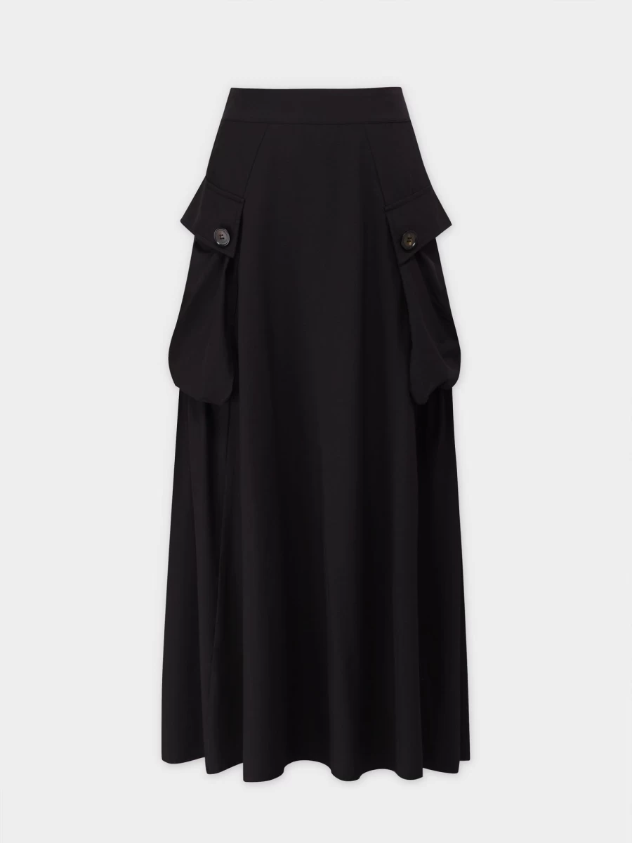 Hailey Women's Black Button Detail Cargo Pocket Skirt - Stylish Utility Design