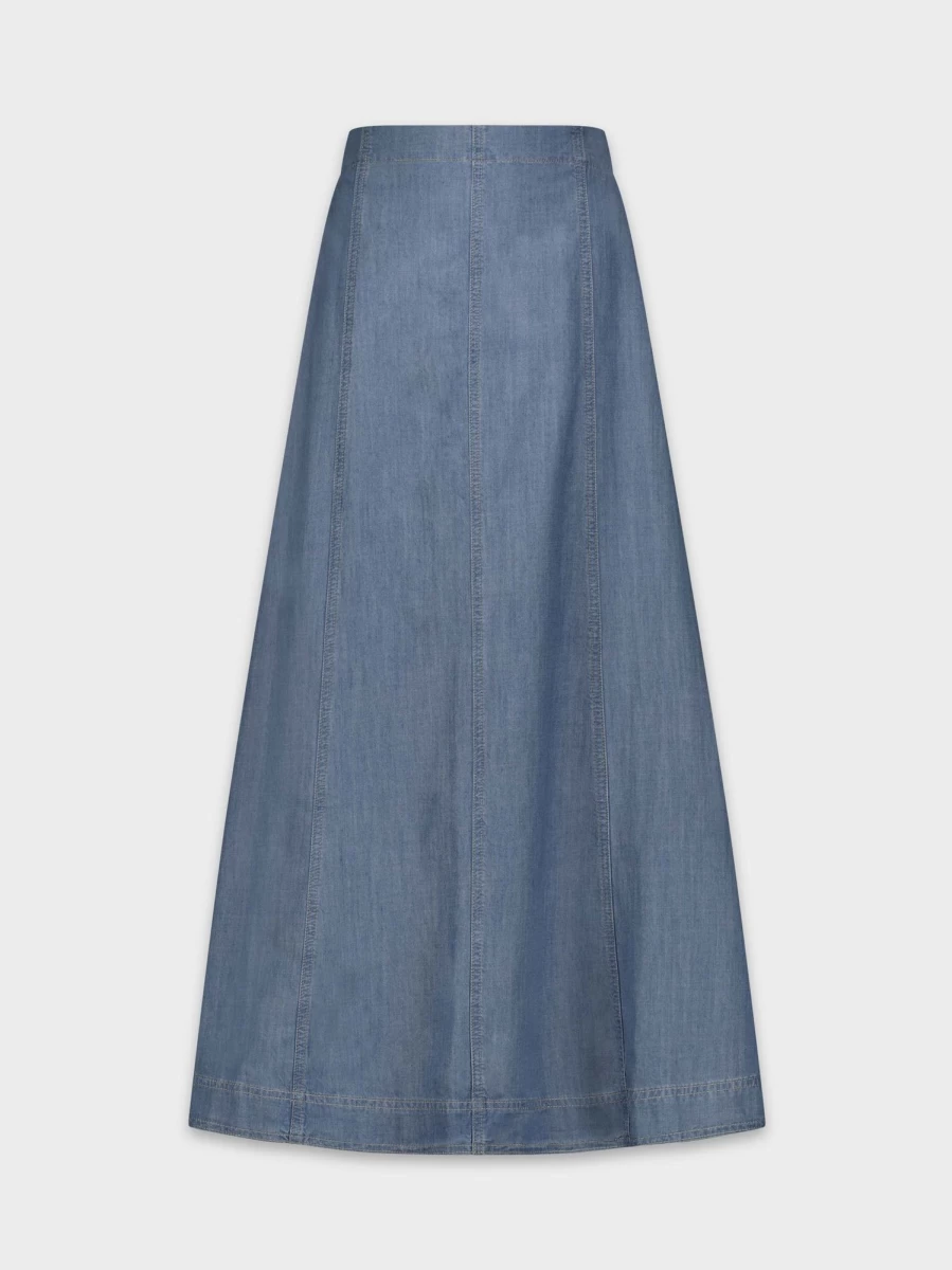 MELI Women's Blue Chambray Denim Skirt with Contrast Stitching