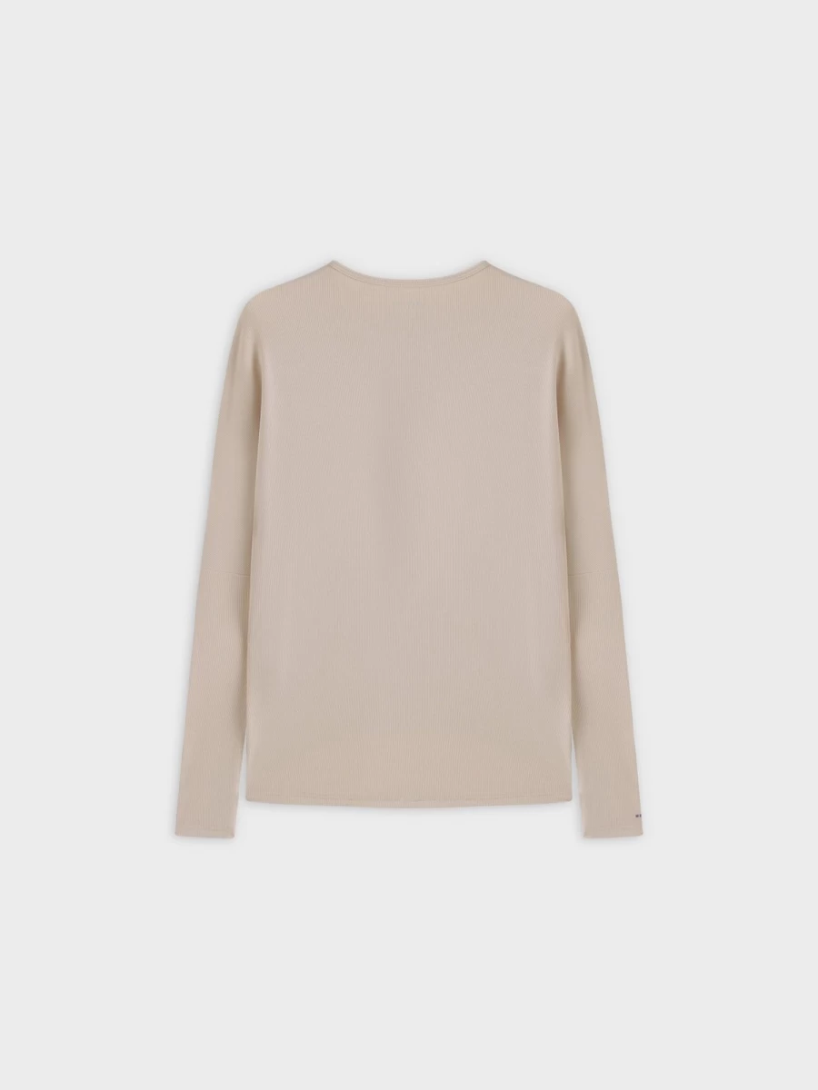 MELI Women's Ribbed Dolman Sleeve Crew Neck Top in Tan