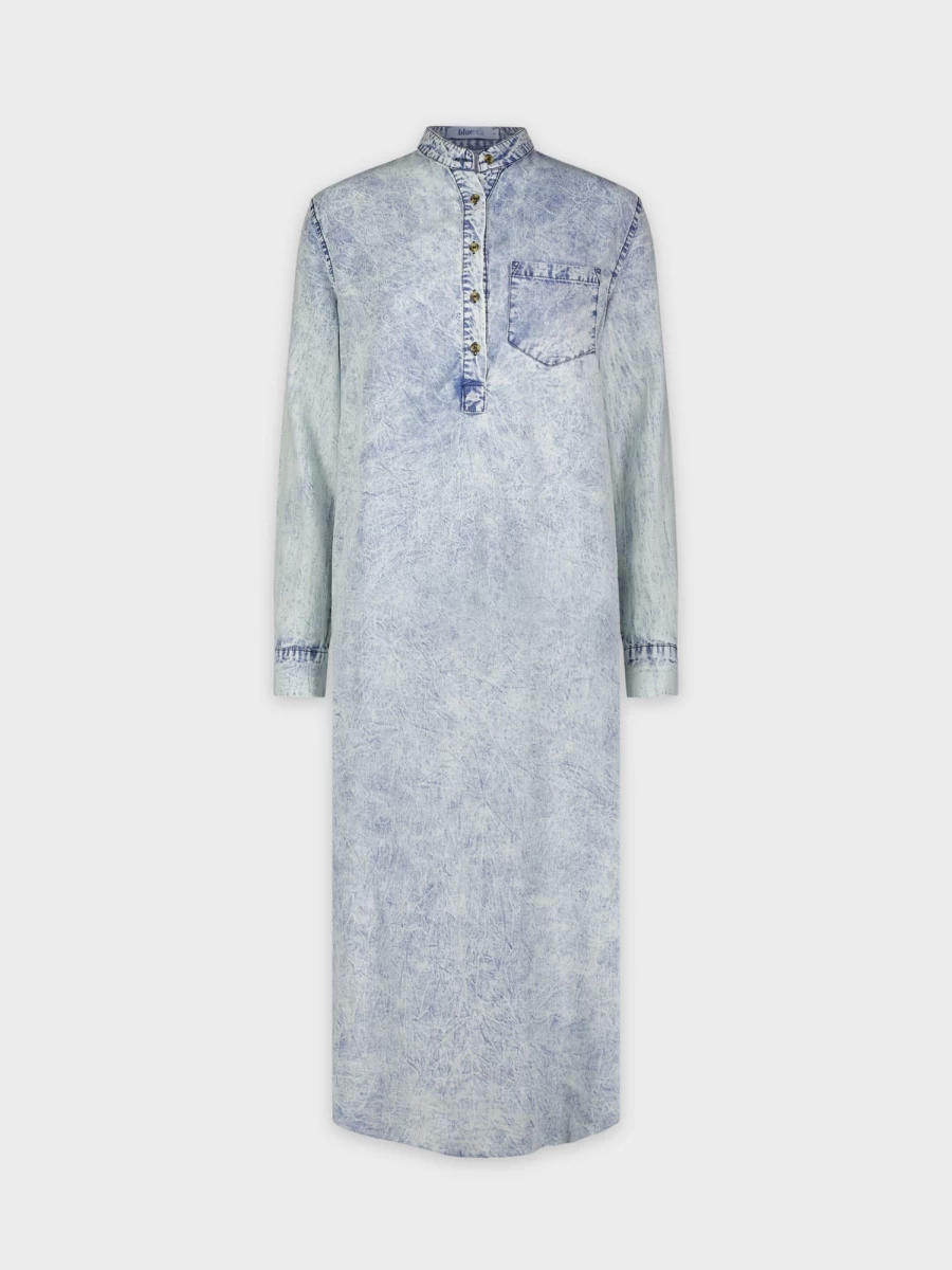 MELI Women's Washed Blue Denim Popover Dress - Stylish Casual Comfort