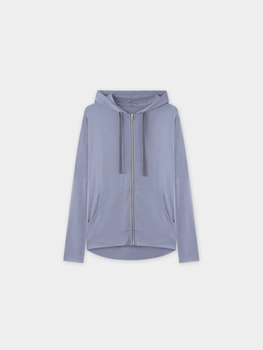 MELI Women's Slate Blue Zip Up Hoodie - Lightweight Casual Fleece Jacket