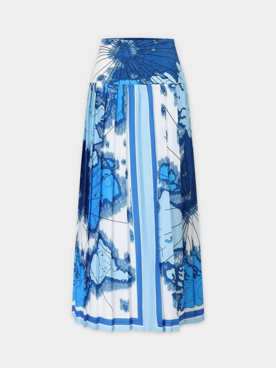STELLA & ROSE Women's Blue and White Geographic Print Skirt