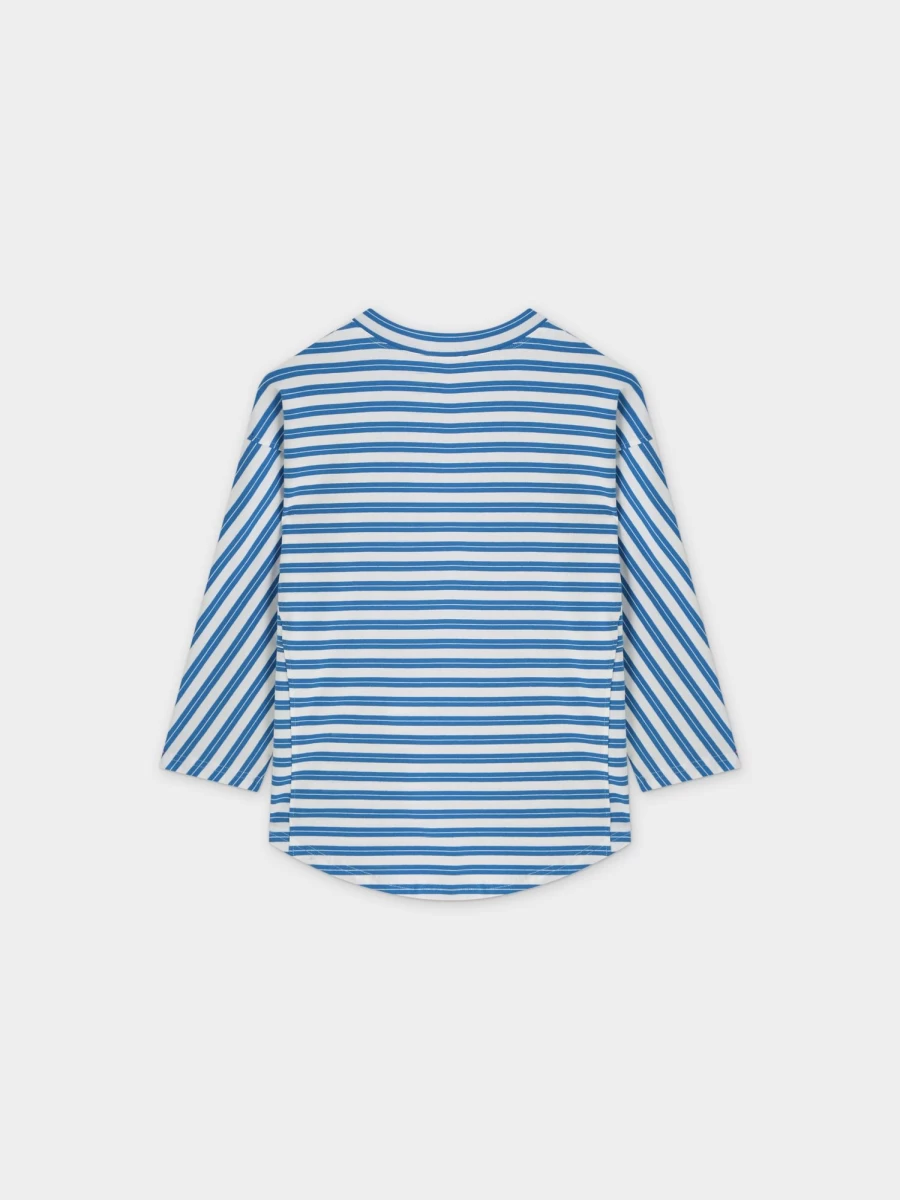 MELI Women's Blue and White Striped Boxy Tee - Casual Comfort Fit Top