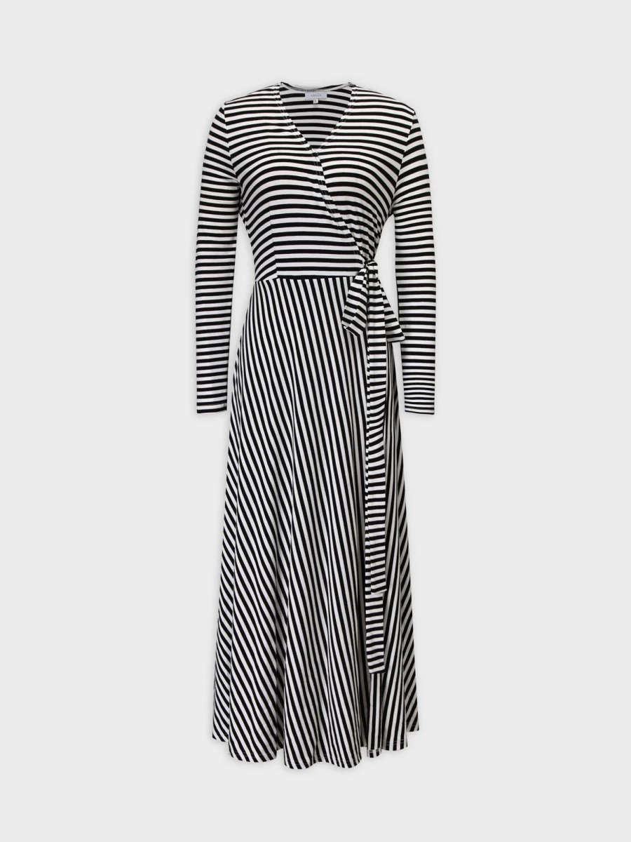 Hailey Women's Black & White Wrap Dress T-Shirt Style Casual Summer Outfit