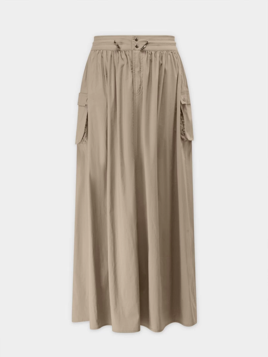 Hailey Women's High-Waisted Khaki Pull-On Skirt - Stretchy Comfort Fit