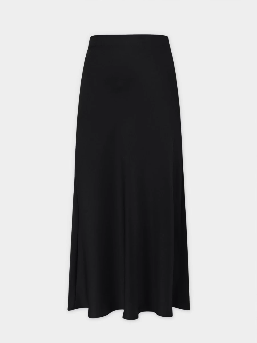 HAILEY Women's Black Satin Slip Skirt - Elegant High Waist Lounge Skirt