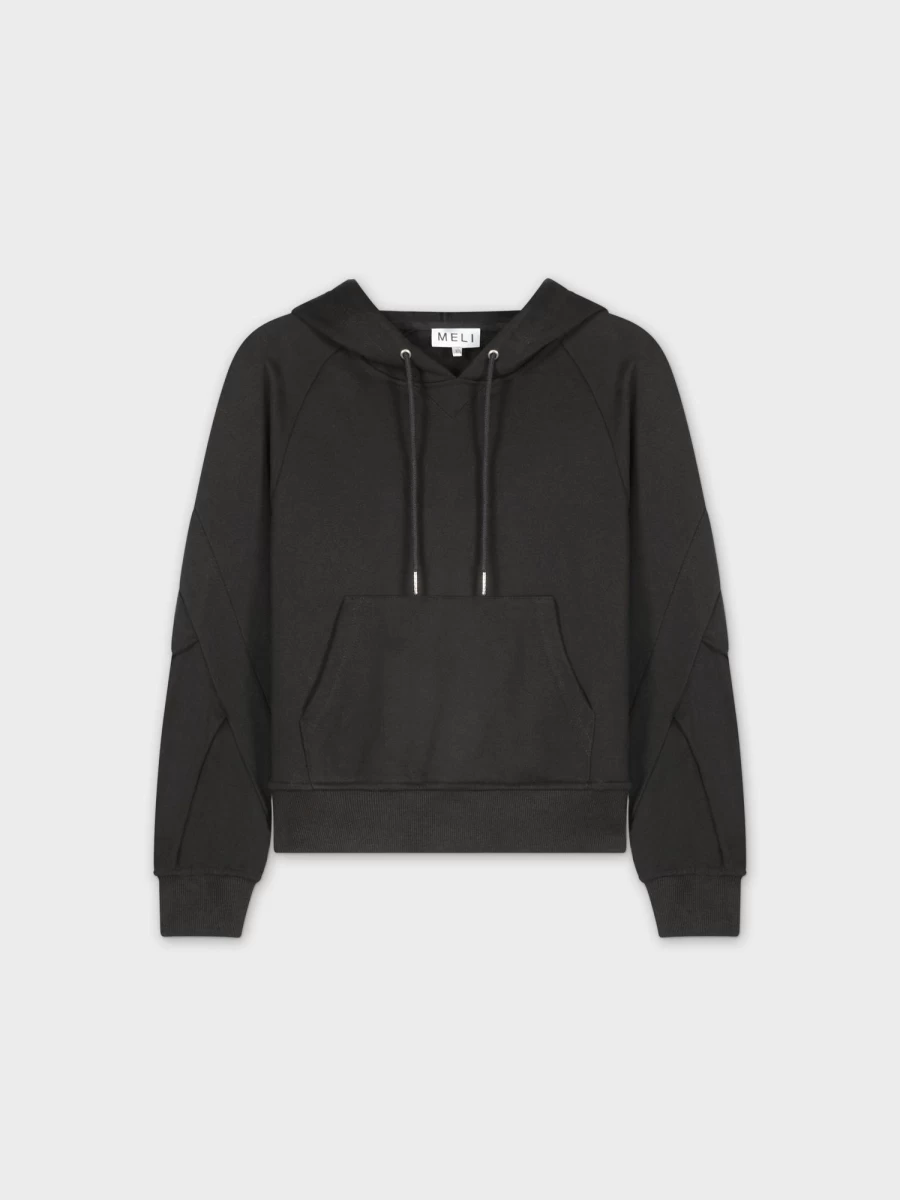 MELI Women's Black Hoodie Sweatshirt - Cozy Pullover Fleece Hooded Sweatshirt for Women