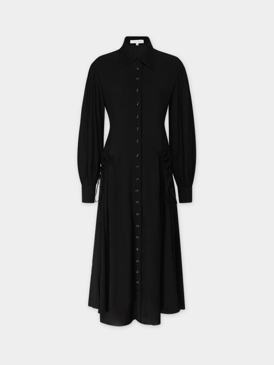 STELLA & ROSE Women's Black Shirred Dress with Pockets - Elegant & Stylish