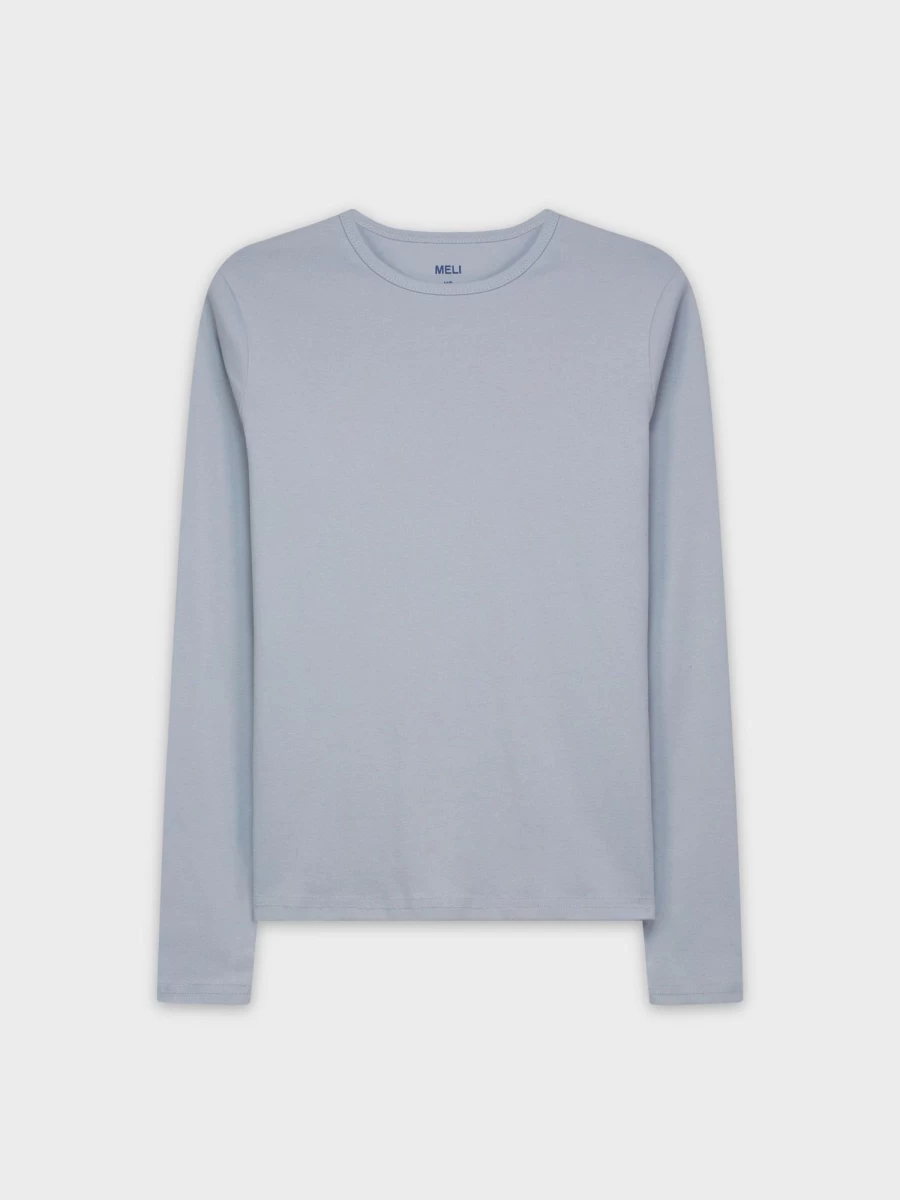 MELI Women's Classic Long Sleeve T-Shirt - Light Blue Casual Comfort Fit Tee