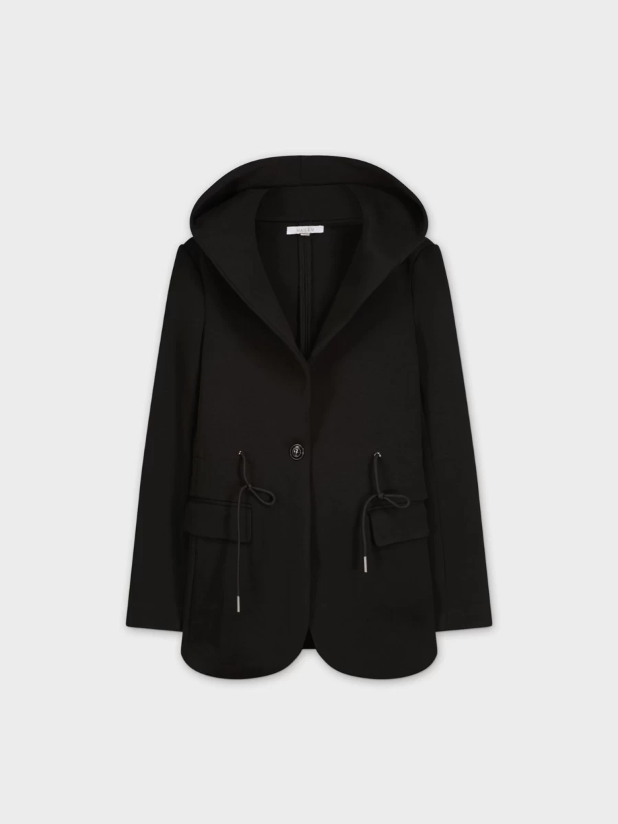 "HAILEY Women's Black Hooded Blazer - Stylish Long Sleeve Jacket for Women"