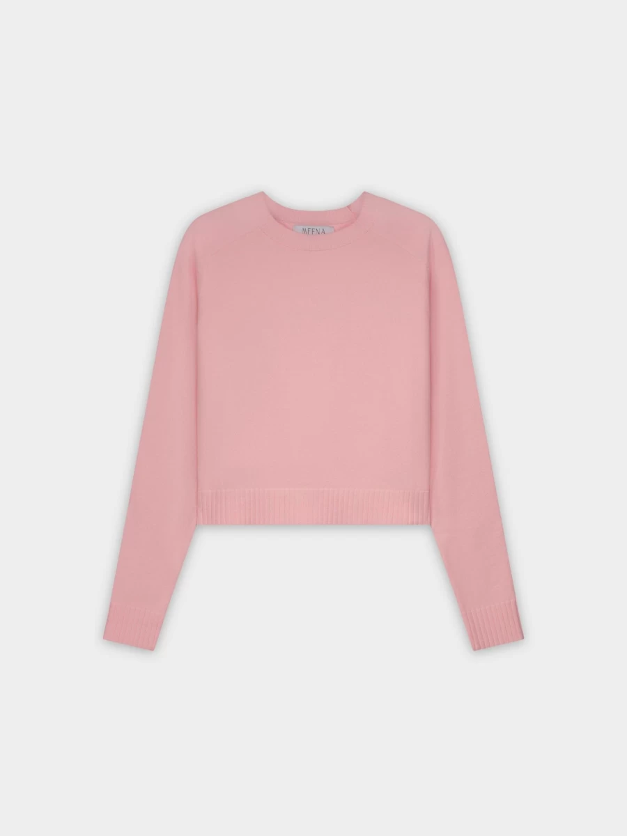 MEENA Women's Light Pink Ribbed Band Sweater - Soft Knit Pullover