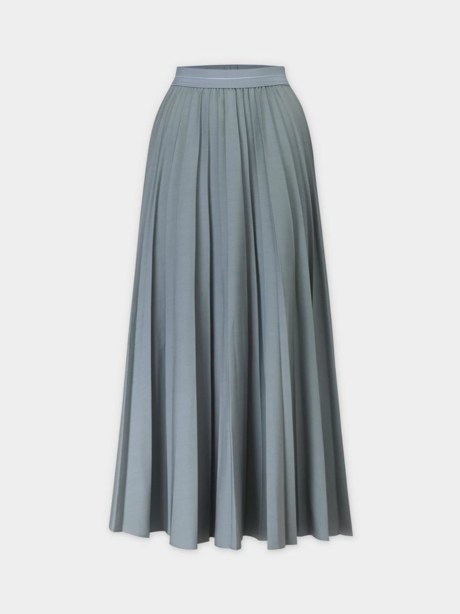 MELI Women's Slate Blue Pleated Skirt 37" - Elegant Mid-Length A-Line Skirt