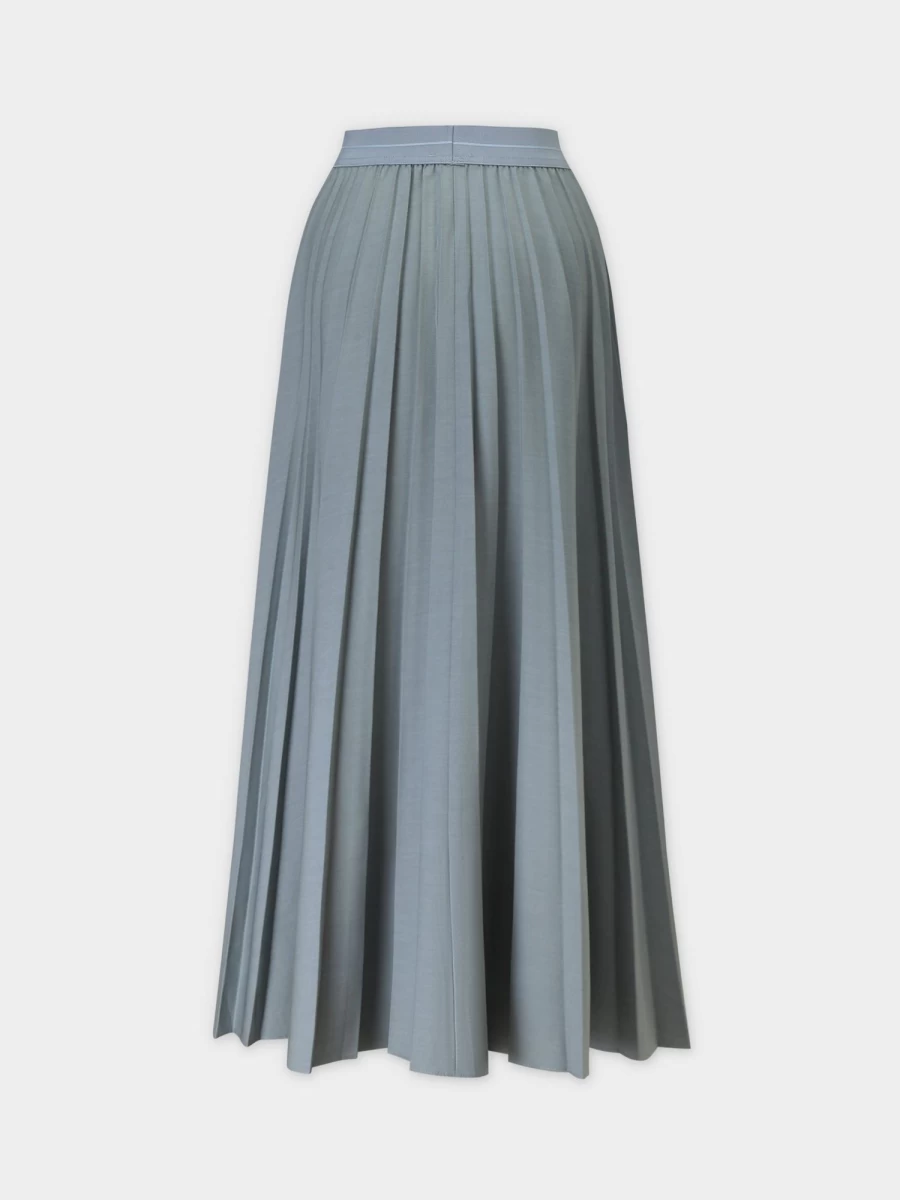 MELI Women's Slate Blue Pleated Skirt 37" - Elegant Mid-Length A-Line Skirt