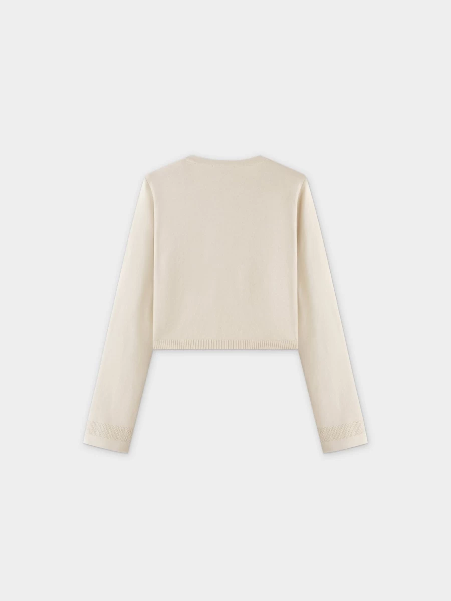 Pose Women's Ivory Flat Ribbed Trim Shrug - Elegant Knit Cover-Up