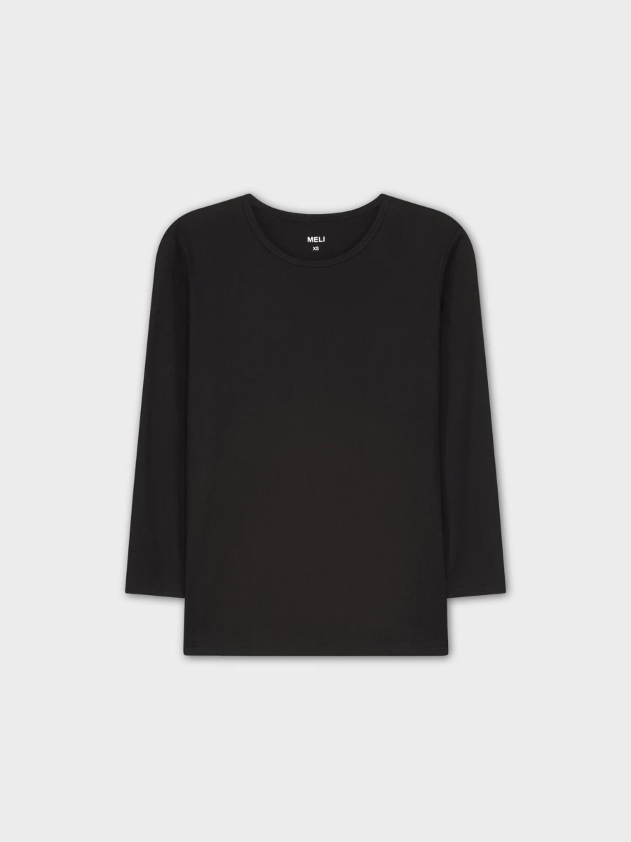 MELI Women's Classic Tee 3Q-Black Comfortable Basic T-Shirt