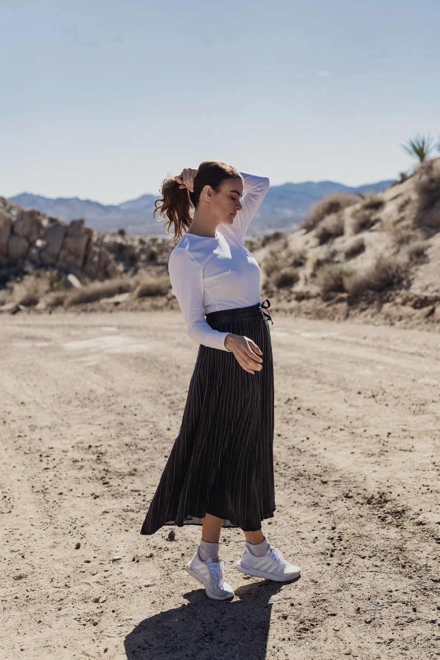 MELI Women's Black Washed Seamed Denim Skirt - Vintage High Waist A-Line Jean Skirt