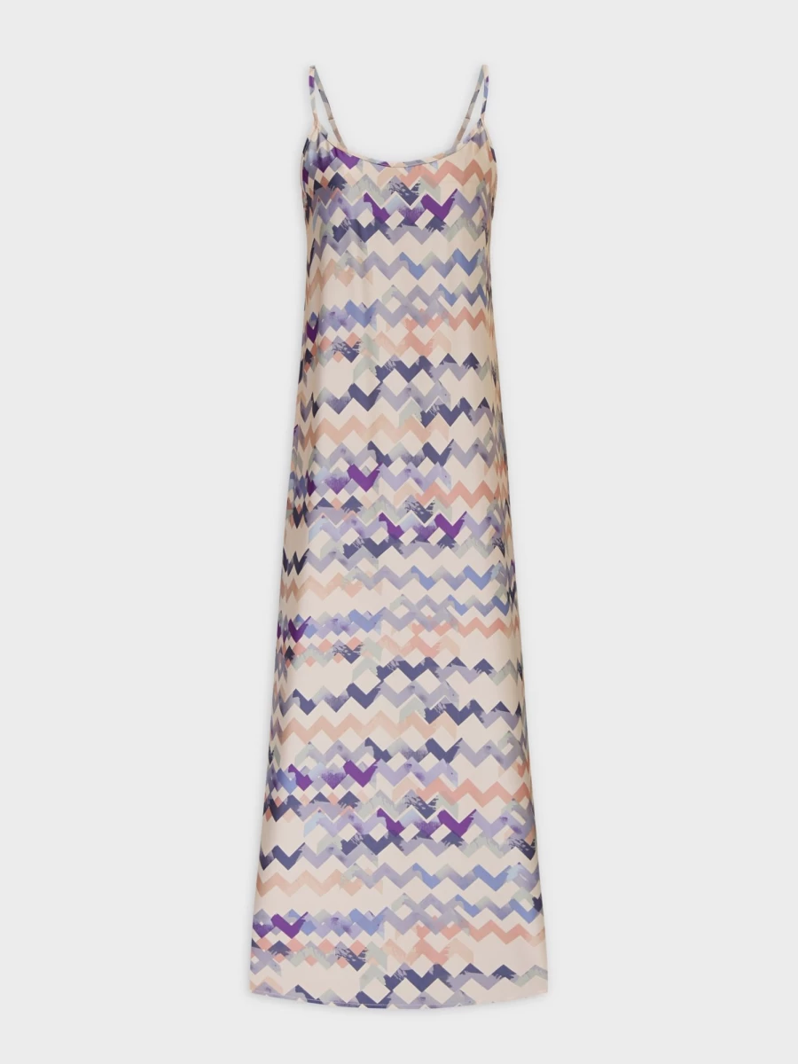HAILEY Women's Crew Neck Slip Dress - Multi Color Chevron Pattern Casual & Comfortable Midi Dress