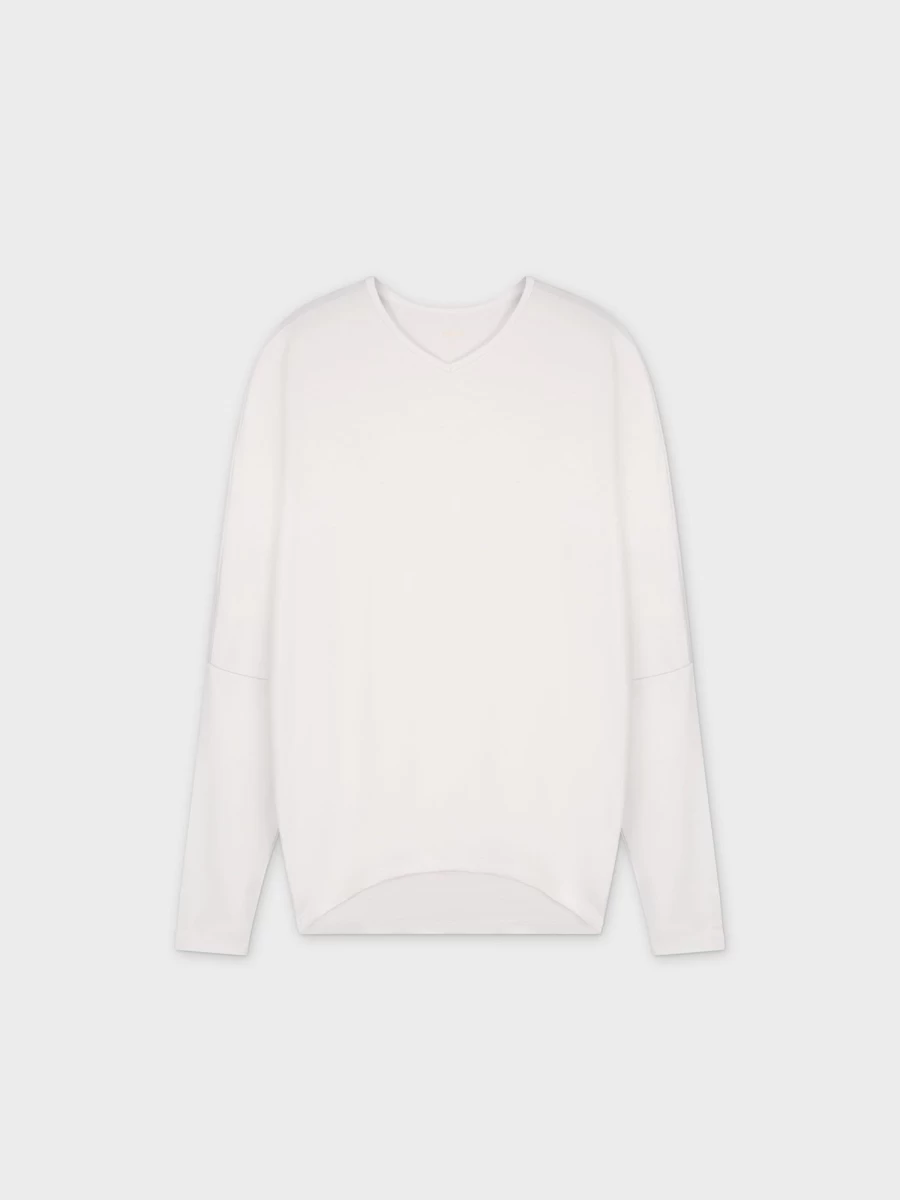 MELI Women's White Dolman Sleeve Flat Knit Top