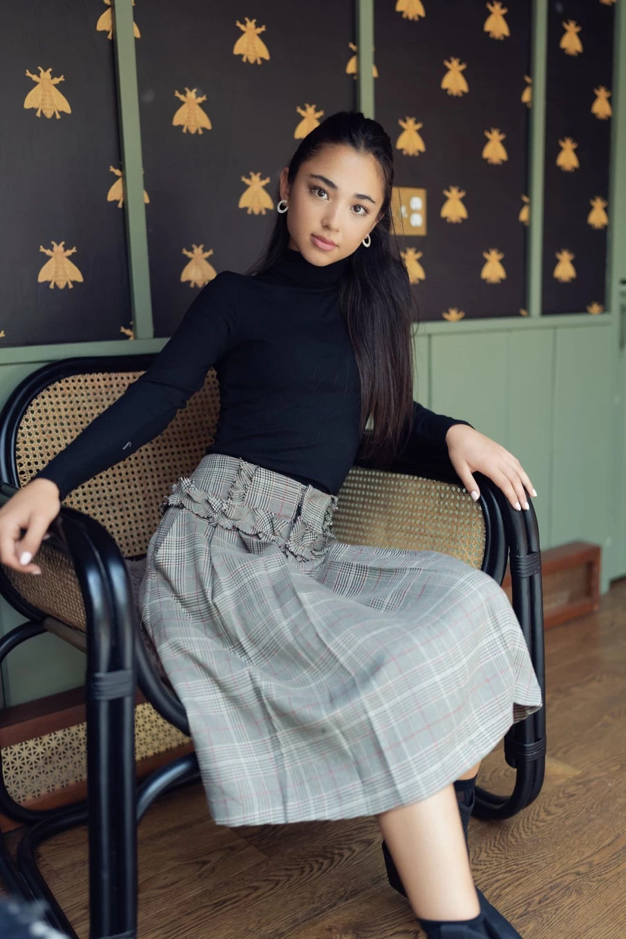 TTS Women's Plaid Ruffle Trim Skirt in Tan - Stylish & Comfortable A-Line Mini Skirt