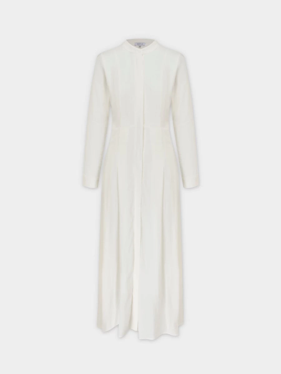 MEENA Women's White Linen Shirt Dress - Casual Summer Beach Tunic
