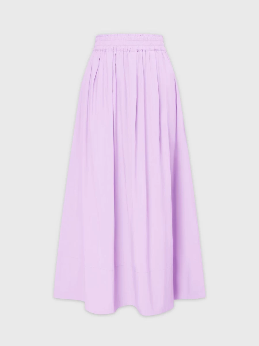 Hailey Women's Lavender Gathered Waist Skirt - Flowy A-Line Midi Style