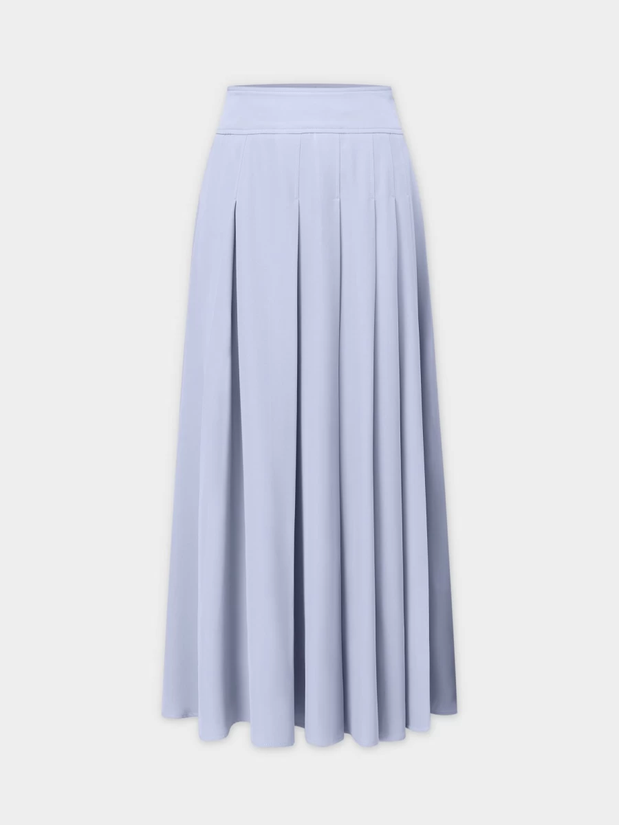 Pose Women's Grey Blue Yolk Pleated Skirt - 37" Mid-Length A-Line Skirt for Women