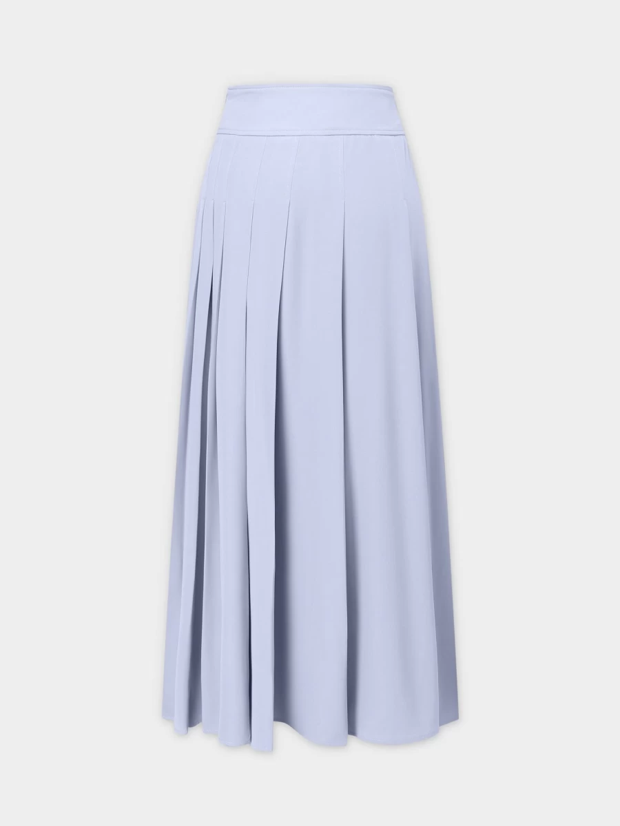 Pose Women's Grey Blue Yolk Pleated Skirt - 37" Mid-Length A-Line Skirt for Women
