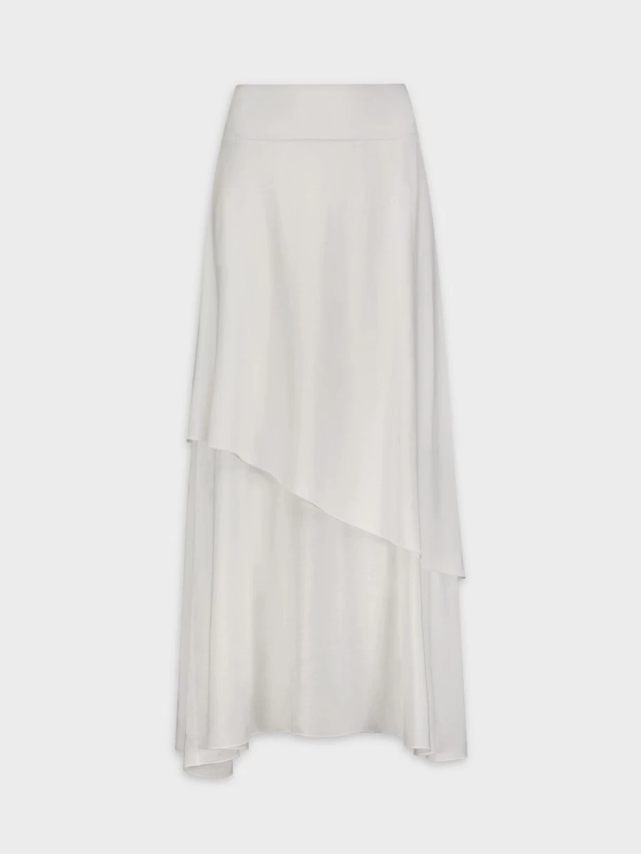 MELI Women's White Double Layer Skirt - Elegant Flowy Summer Skirt