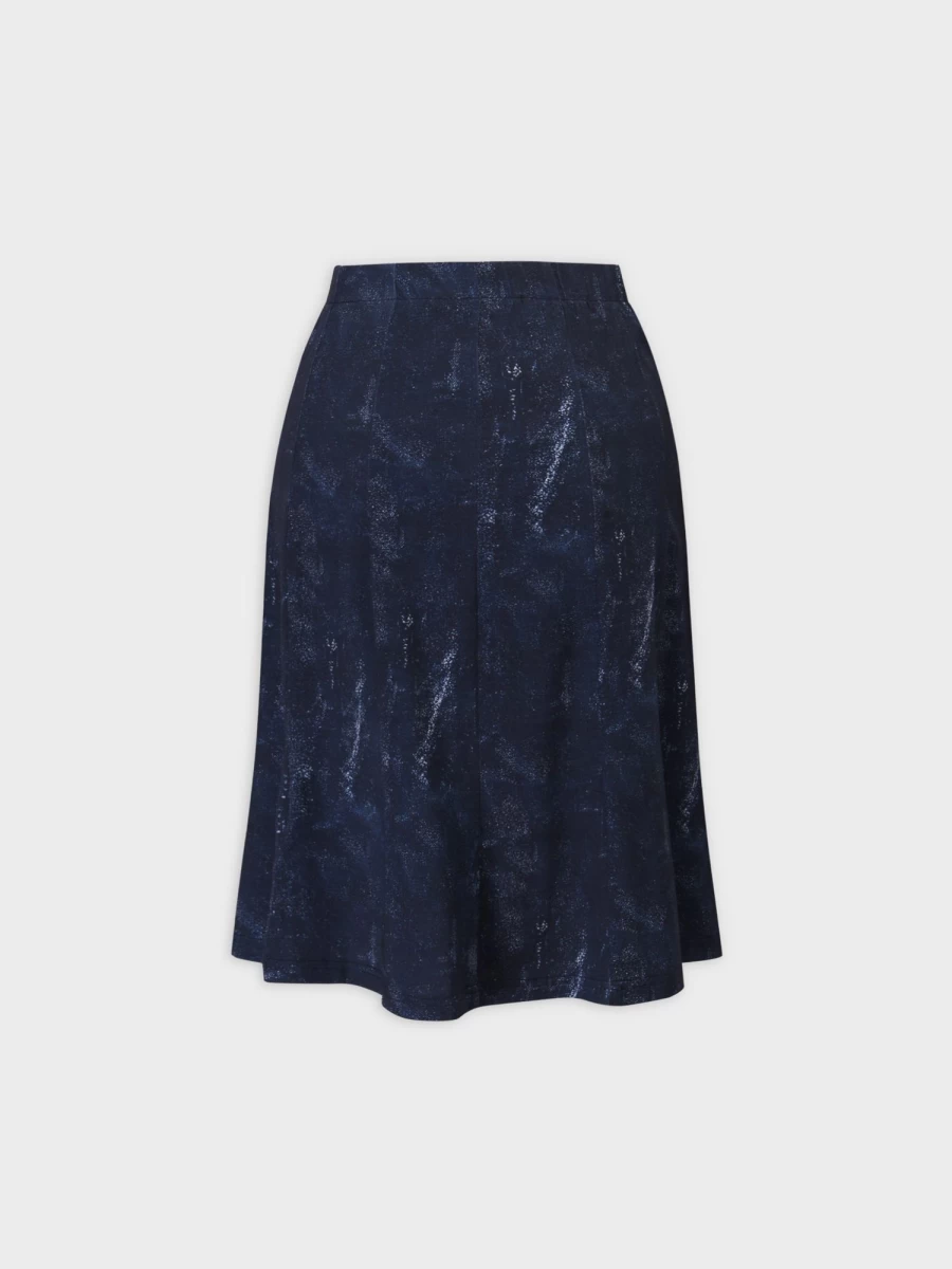 TTS Women's Blue Denim Printed Panel Skirt - 24" Length, High Waist A-Line Skirt for Women