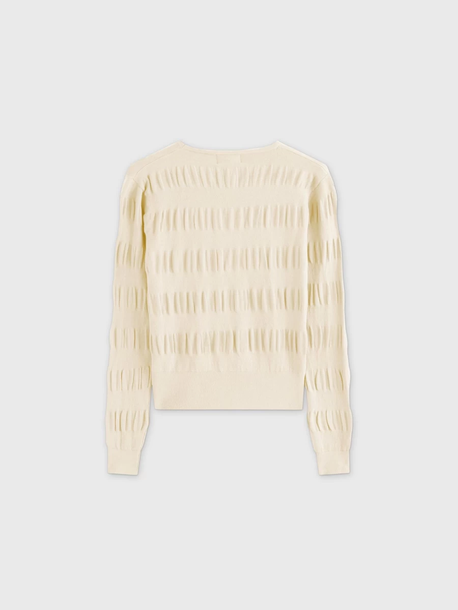 Pose Women's Ivory Ruched Sweater - Elegant Knit Top for Women