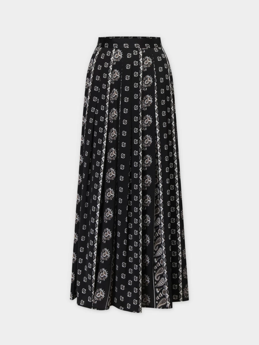 STELLA & ROSE Women's Paisley Pleated Skirt with Stitched Down Detail