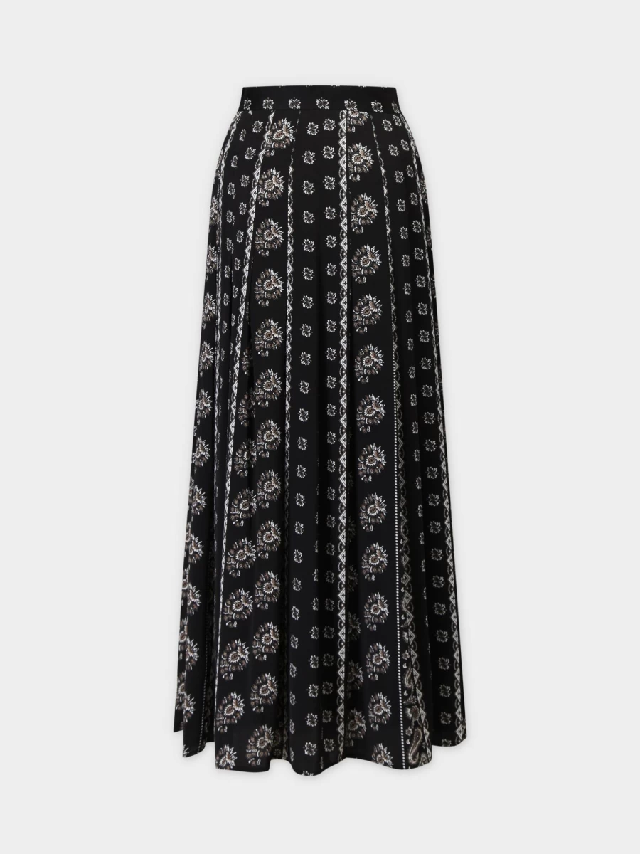 STELLA & ROSE Women's Paisley Pleated Skirt with Stitched Down Detail